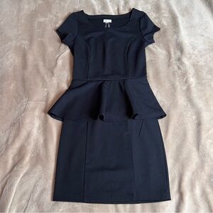 DYNAMITE Vintage Black Peplum Scoop Neck Fitted Mini Dress - Size XS